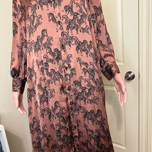 Zara Black and Brown Animal Print Dress